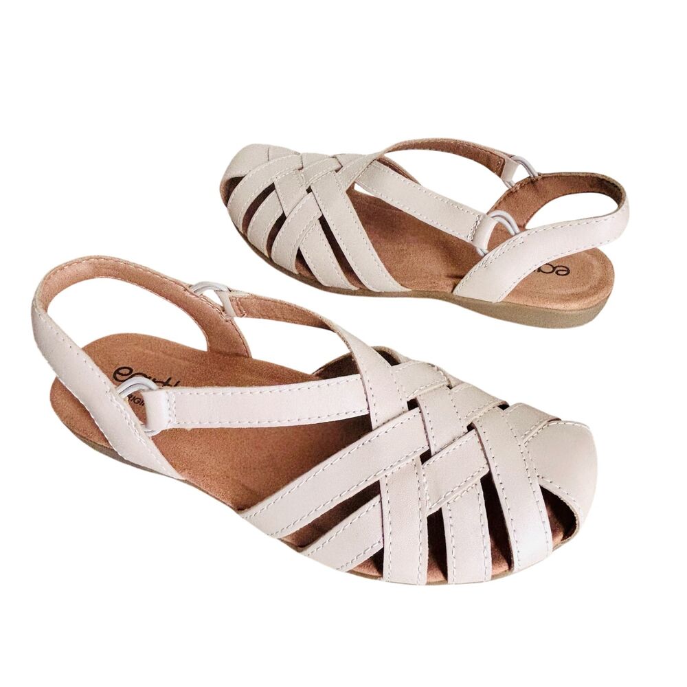 NEW ~ EARTH ORIGINS Shoes 7.5 M Greek Fisherman Sandals Ivory Beige Strappy